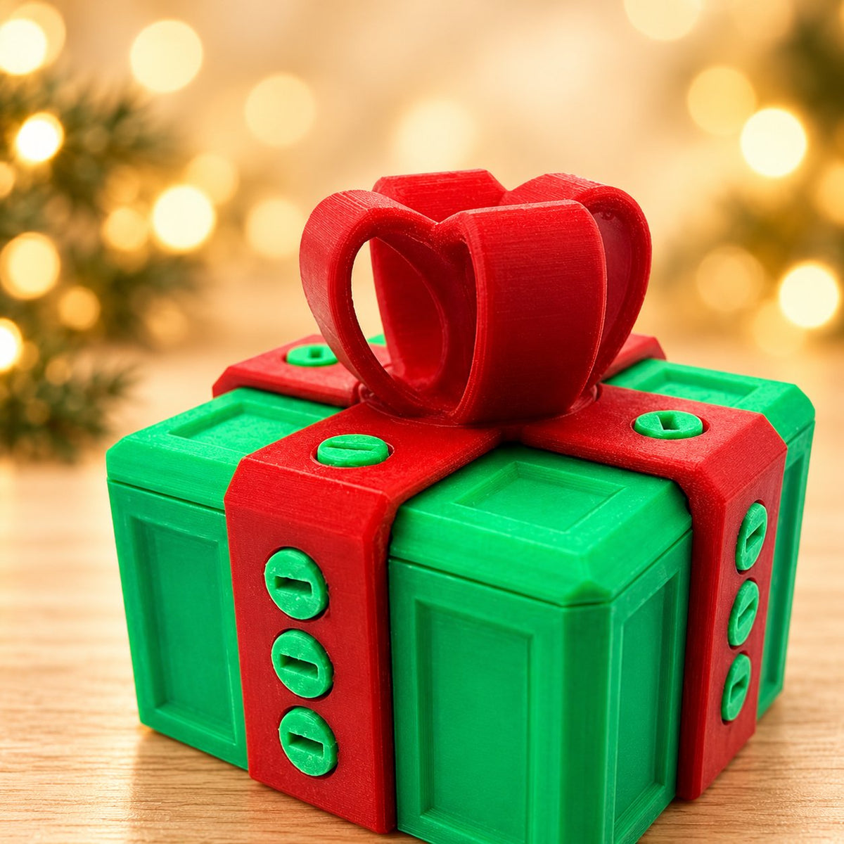 Solis Gotcha Box — Green & Red — prank gift box with screws