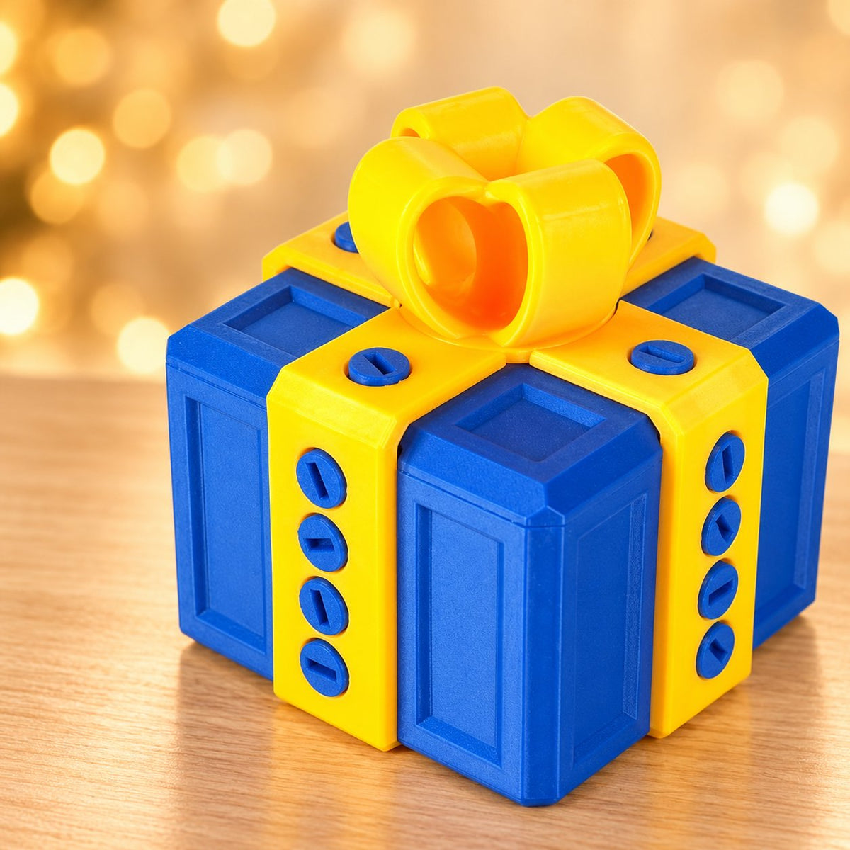 Solis Gotcha Box — Blue & Yellow — prank gift box with screws