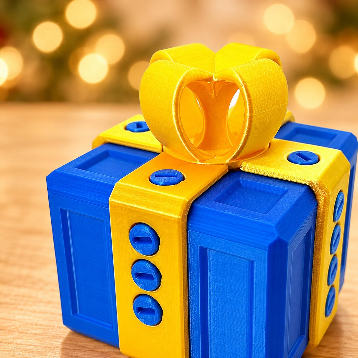 Solis Gotcha Box — Royal Blue & Gold — prank gift box with screws