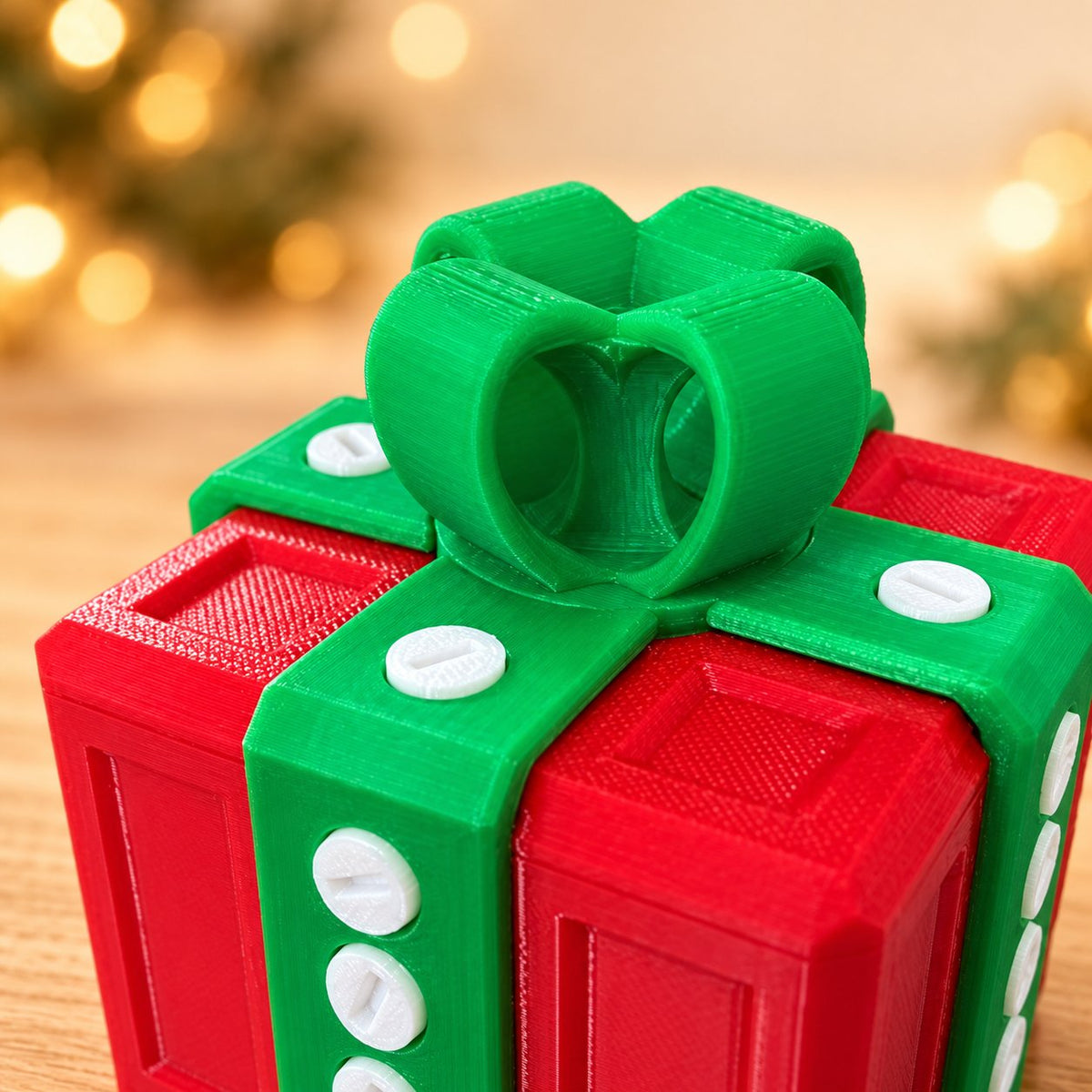 Solis Gotcha Box — Red & Green — prank gift box with screws