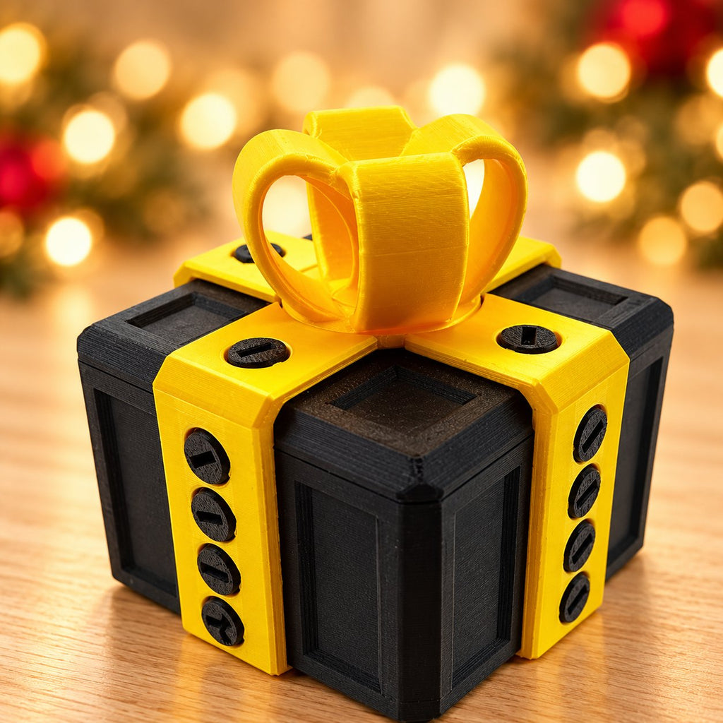 Solis Gotcha Box — Black & Gold — prank gift box with screws