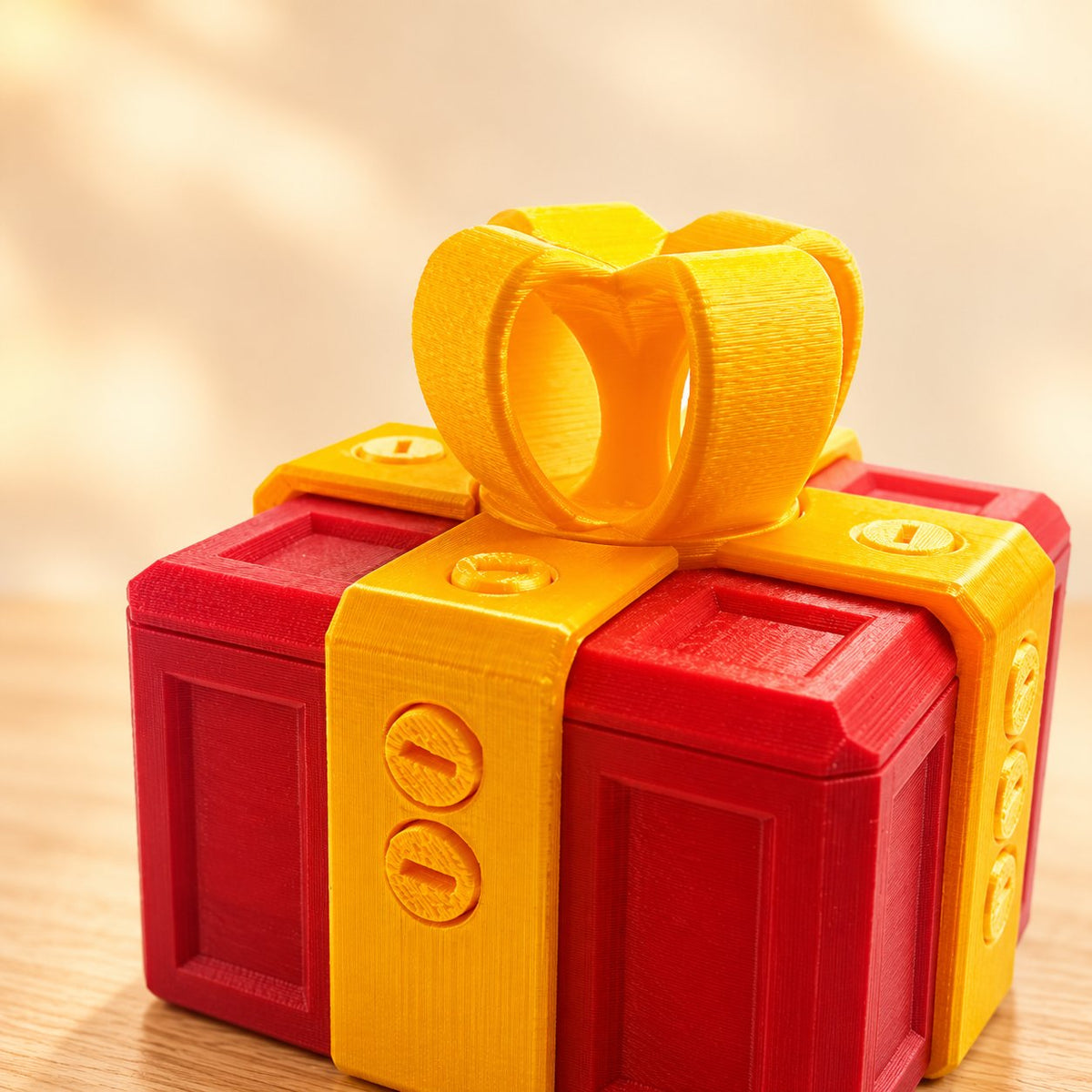 Solis Gotcha Box — Red & Gold — prank gift box with screws