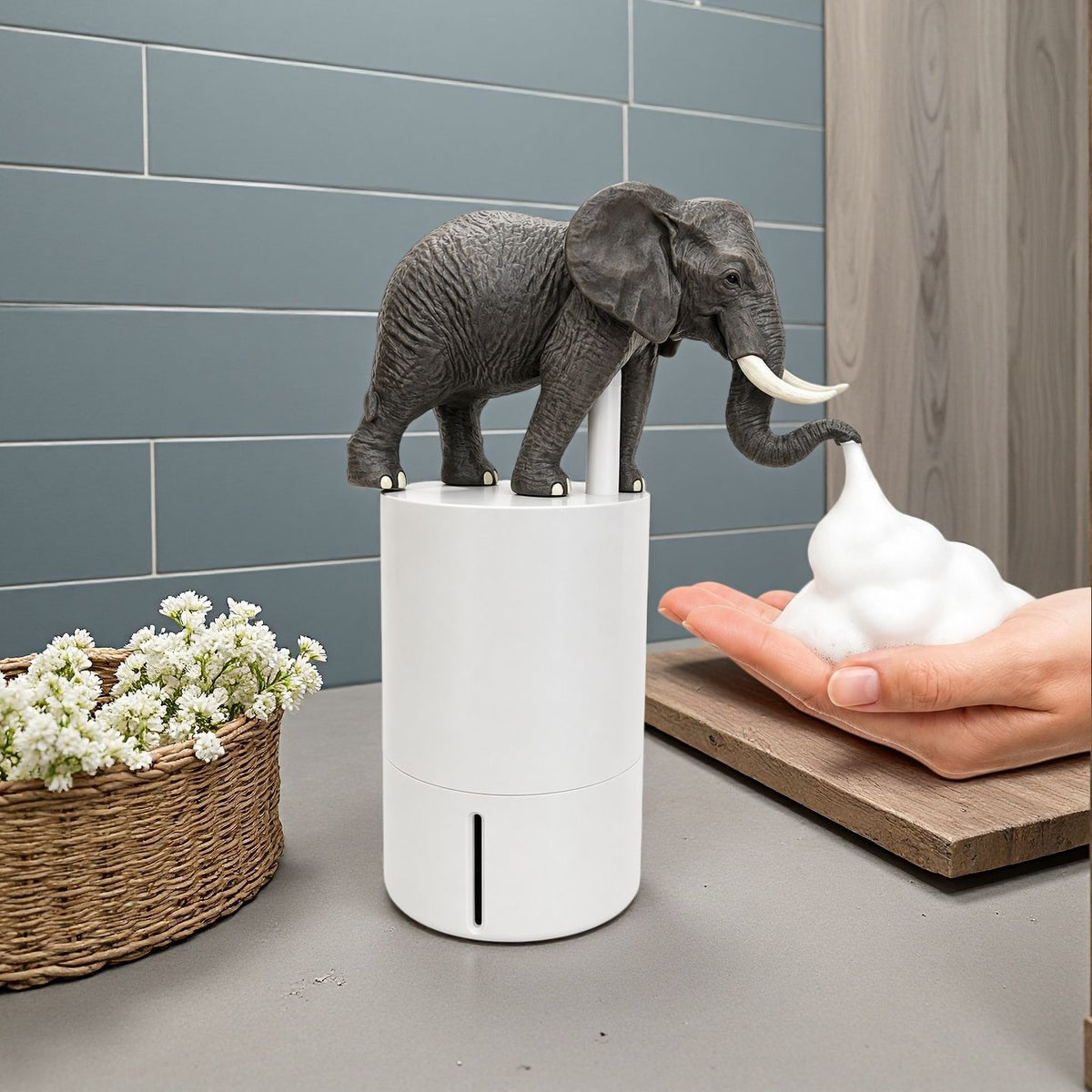 Solis — elephant foam soap dispenser: the foam comes out of the trunk into your hand
