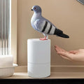 Solis — pooping pigeon soap dispenser in grey: hold your hand under the bird and foam comes out the back