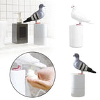 Solis — pigeon soap dispenser in grey and white dove, touchless sensor foam pump by the sink
