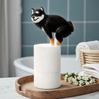 Solis — black Shiba Inu pooping soap dispenser, foam comes out of the rear