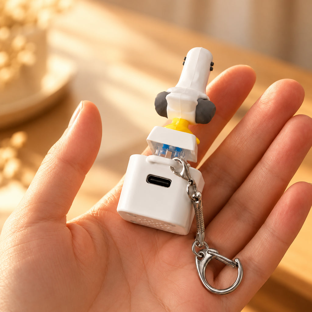 Solis Gull — rechargeable seagull keychain with a USB-C charging port