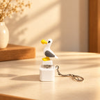 Solis Gull — seagull mine button keychain with its keyring chain