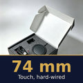 Solis Halo Digital Emblem — 74 mm · Touch, hard-wired