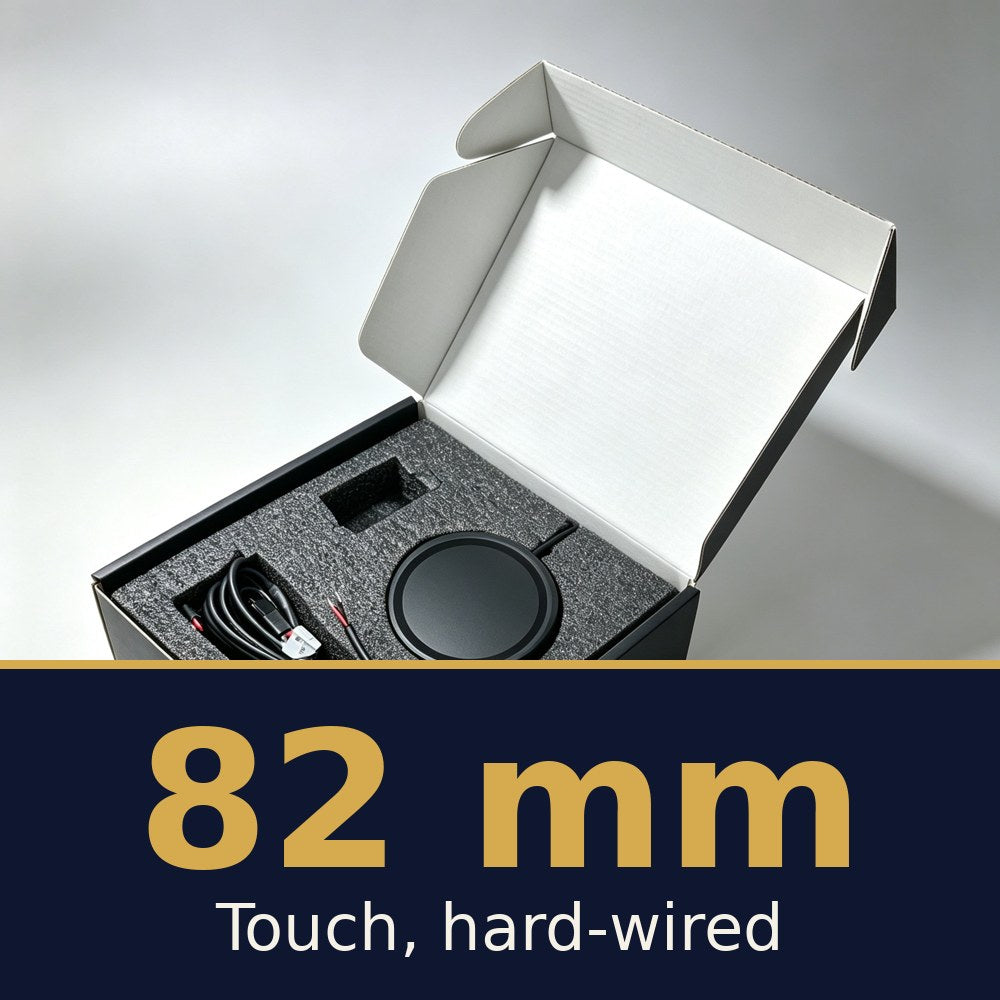 Solis Halo Digital Emblem — 82 mm · Touch, hard-wired