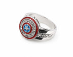 Solis Hero Rings — Captain America: Captain America ring — Red, white and blue shield with a star at the centre, framed by sparkling stones.