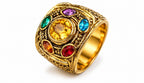 Solis Hero Rings — Thanos: Thanos ring — Six coloured stones, one for each Infinity Stone, on a wide gold-tone band.