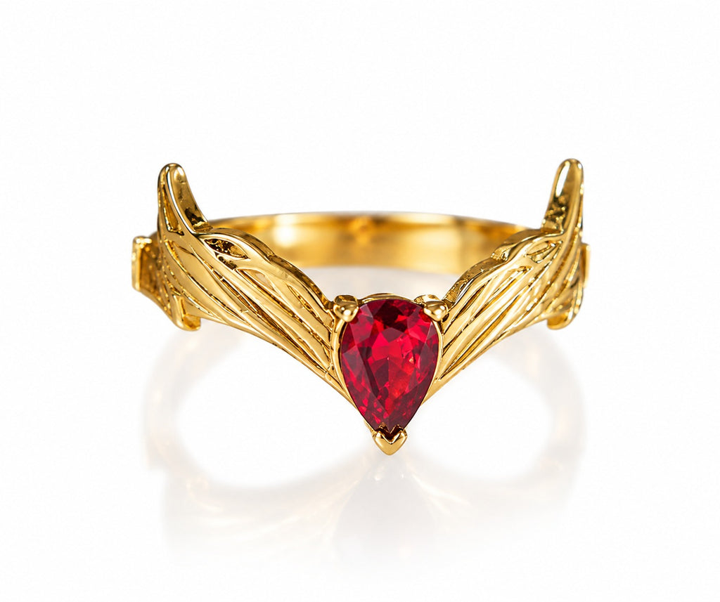 Solis Hero Rings — Scarlet Witch: Scarlet Witch ring — The Scarlet Witch crown in gold tone with a red teardrop stone.