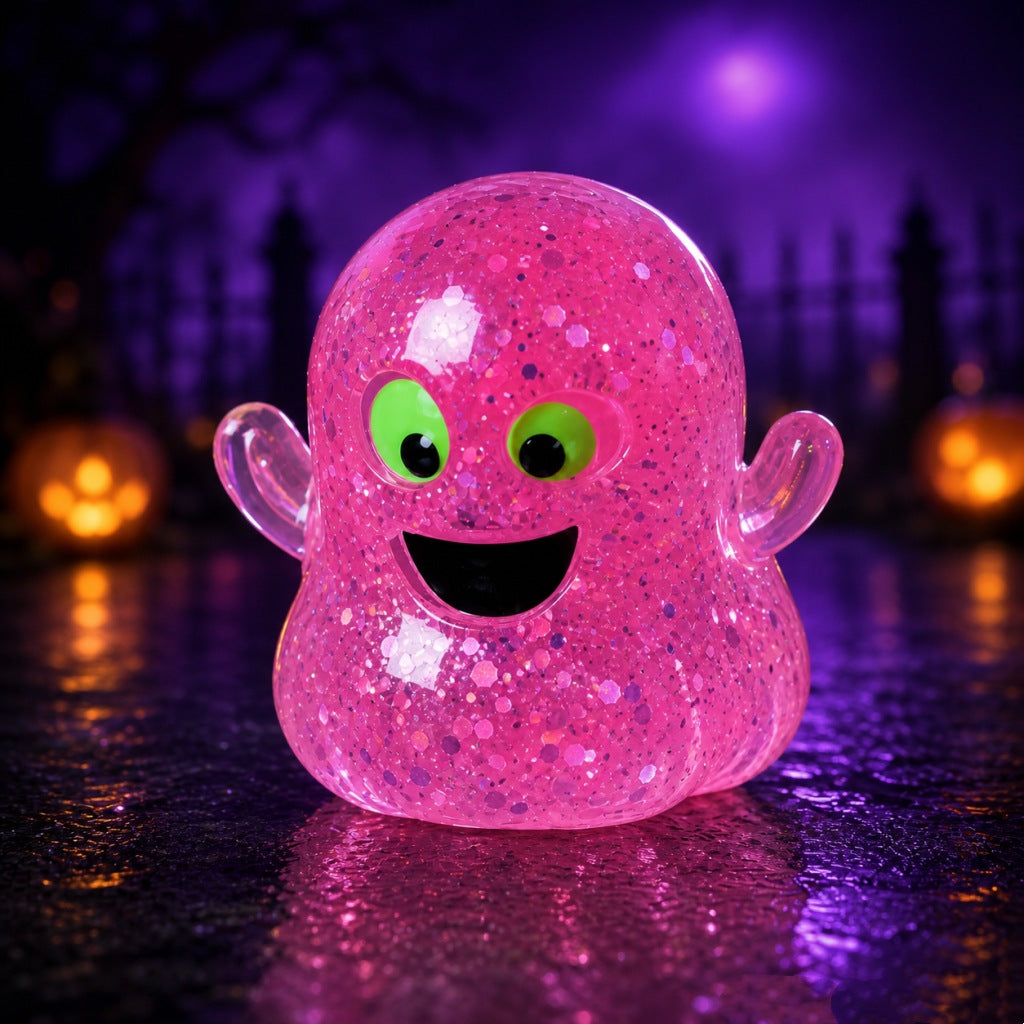Solis Hollow — Ghost squishy toy in Pink glitter
