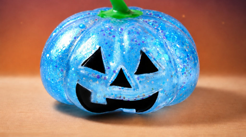 Solis Hollow — Pumpkin squishy toy in Blue glitter
