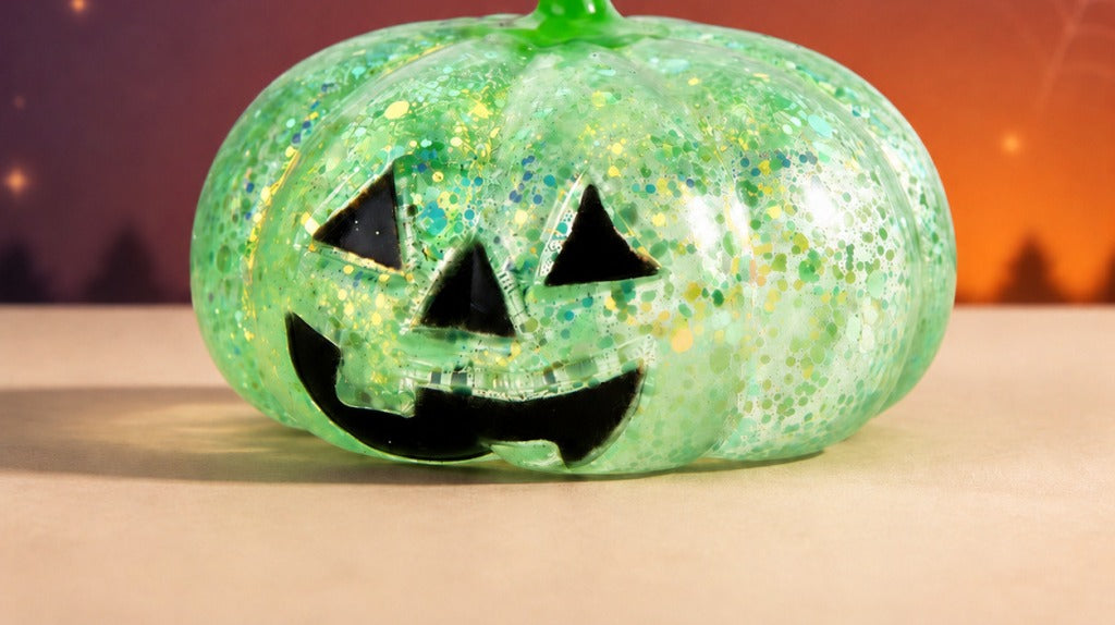 Solis Hollow — Pumpkin squishy toy in Green glitter