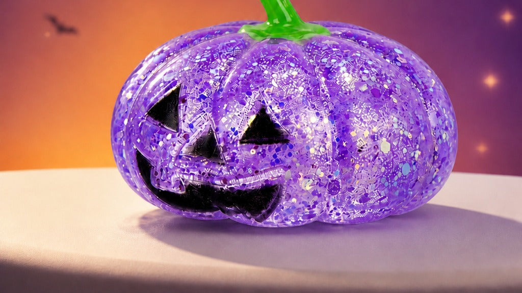 Solis Hollow — Pumpkin squishy toy in Purple glitter