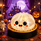 Solis Hollow — White Smiley squishy bun, 8.5 cm, in its mini steamer