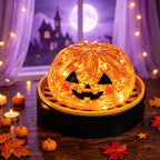 Solis Hollow — Jack-o'-Lantern squishy bun, 6.5 cm, in its mini steamer