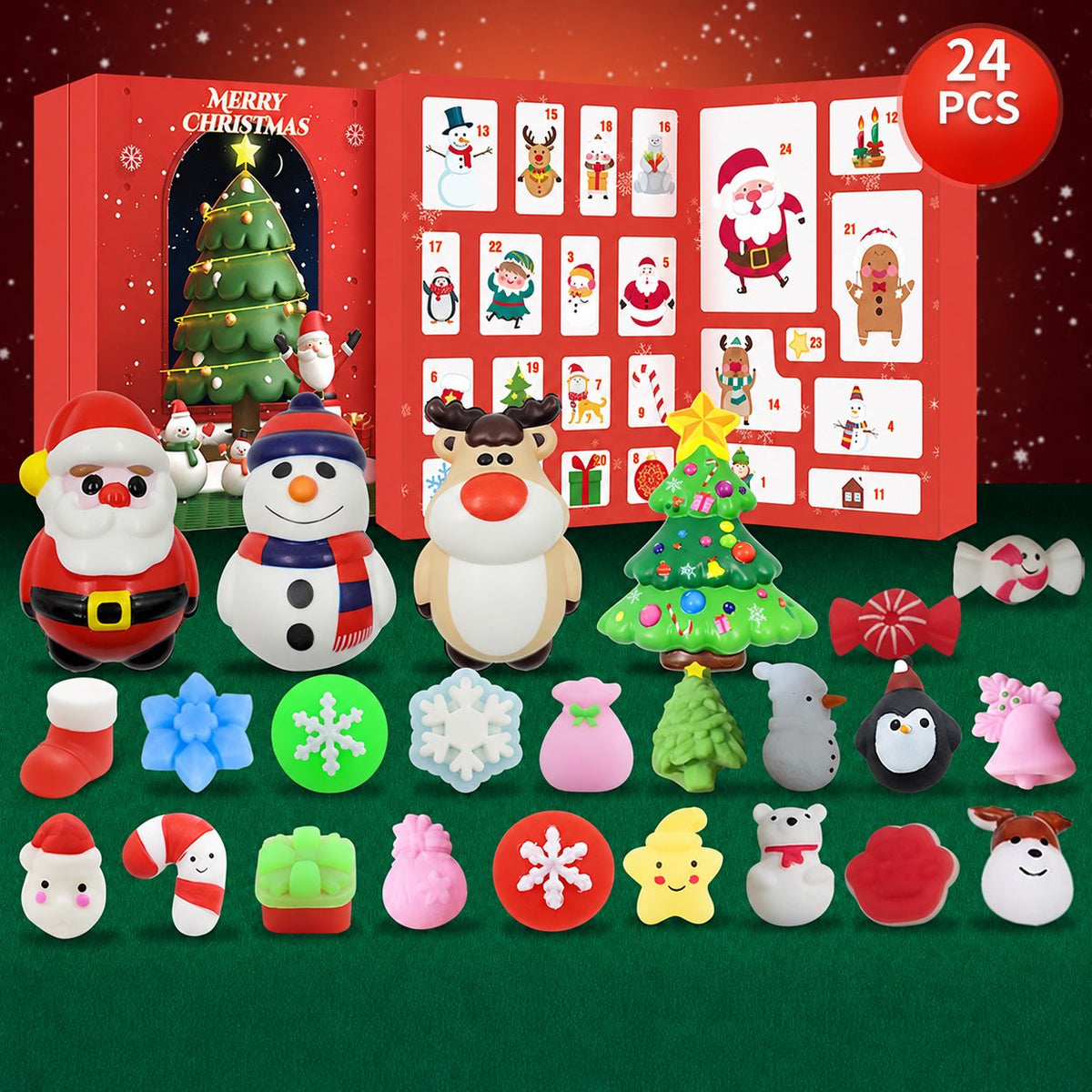 Christmas Squishy Advent Calendar — Solis Holly Squish, full set