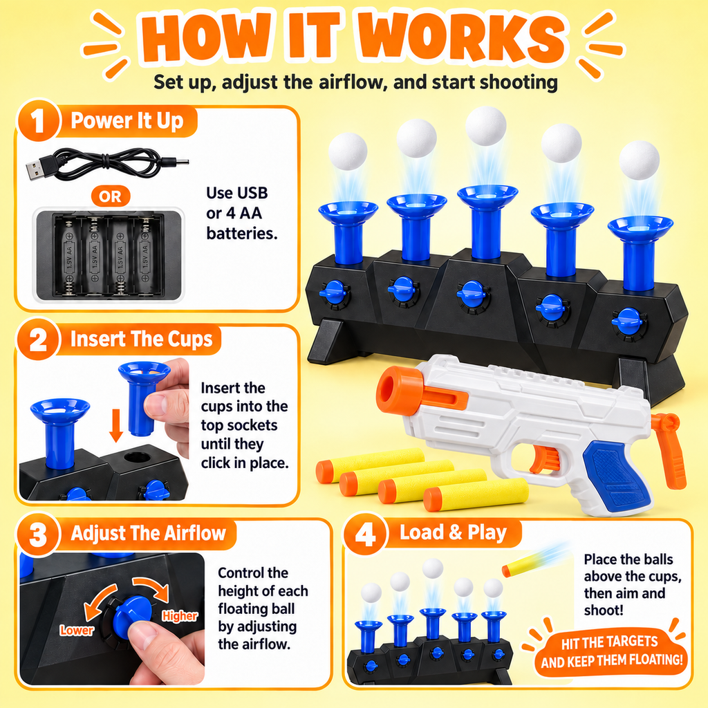 Solis Hover — how it works: power it up, insert the cups, adjust the airflow, load and play