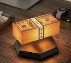 Solis Hoverstack — floating cash stack lamp in warm white light