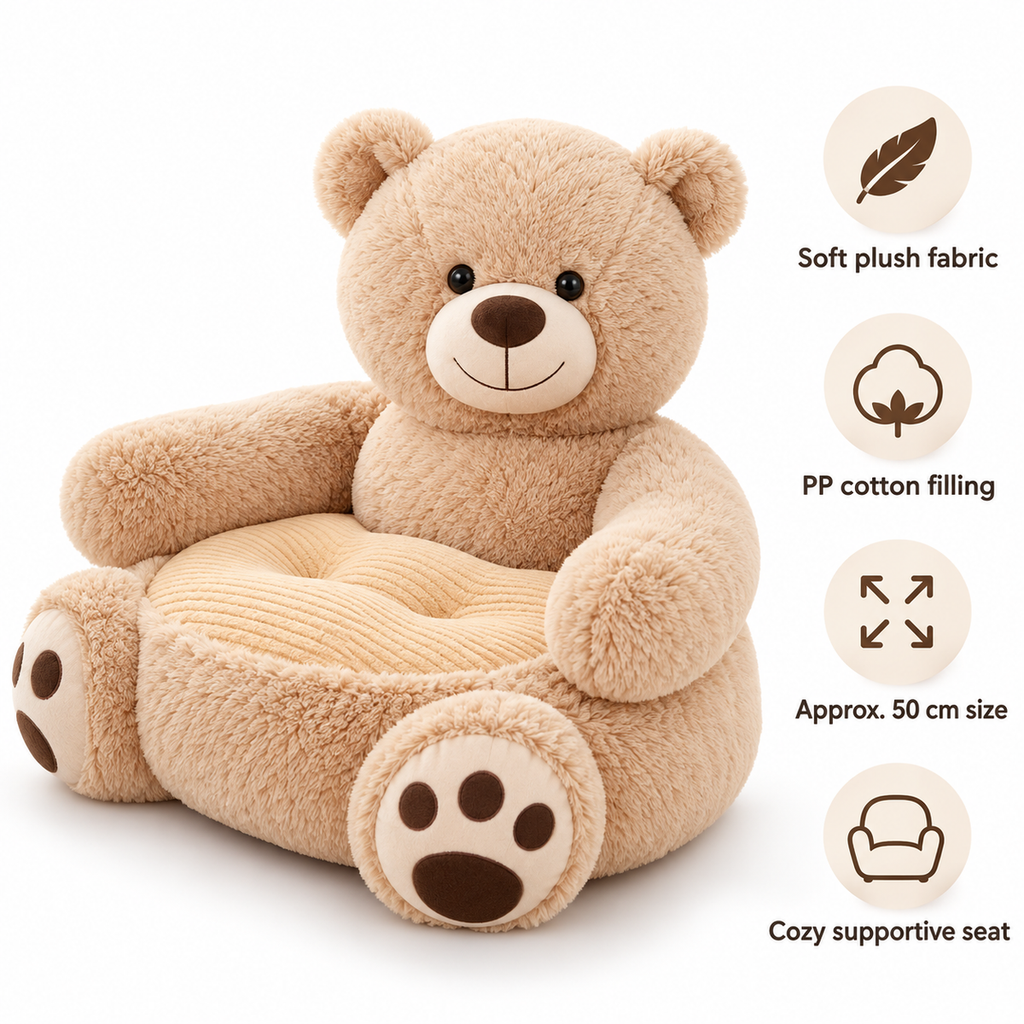 Hug Seat — Light Brown Bear: plush light brown bear baby seat with arms