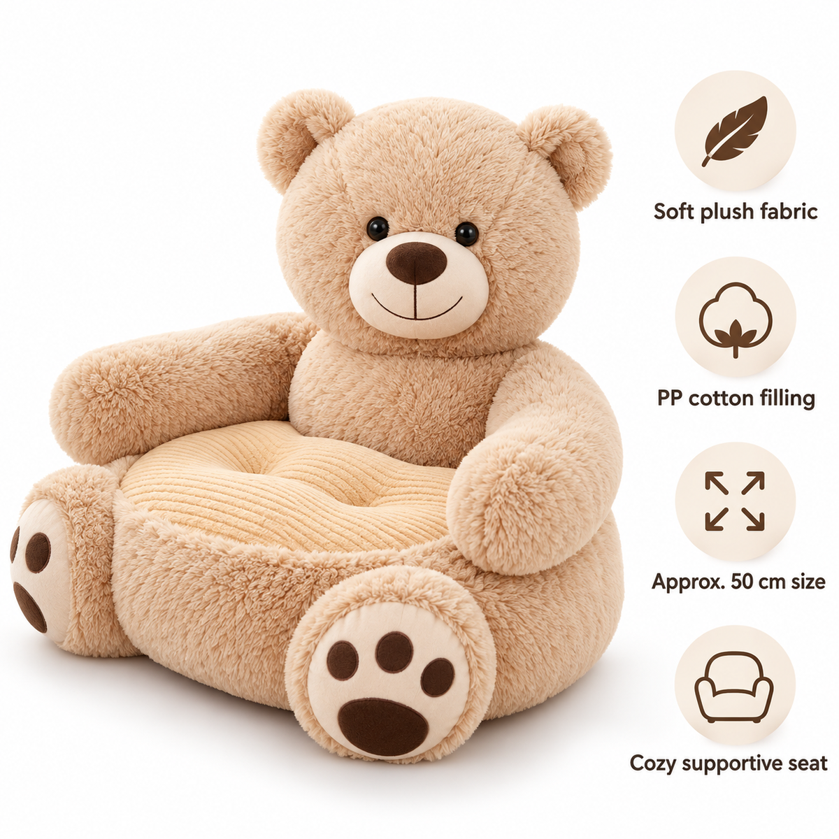 Hug Seat — Light Brown Bear: plush light brown bear baby seat with arms