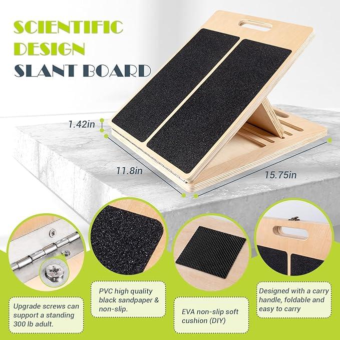 Solis Incline — slant board size, non-slip top, EVA pads and carry handle