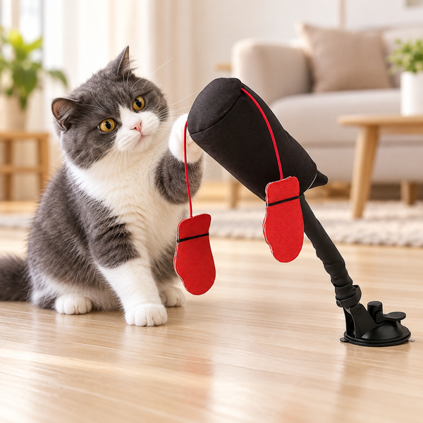 Solis Jab — Katze boxt mit den Pfoten auf das Boxsack-Spielzeug