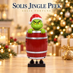 Grinch — barrel candy cane holder in a Santa hat with surprise reveal