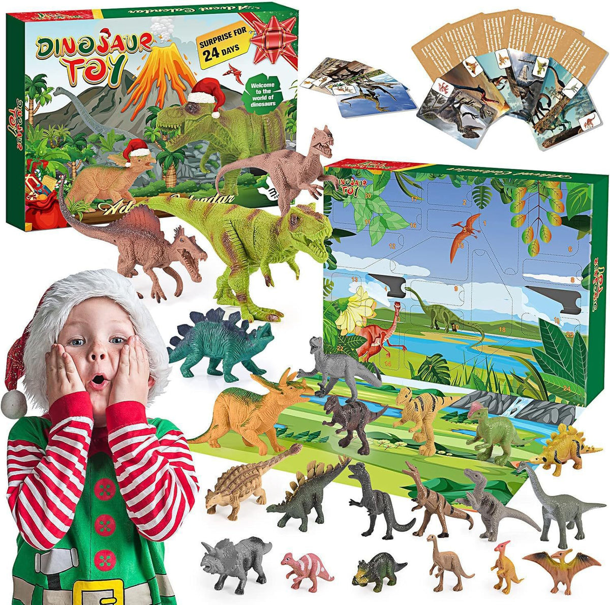 Dinosaur Figures Advent Calendar with Cards — Solis Jurassic Cards, full set