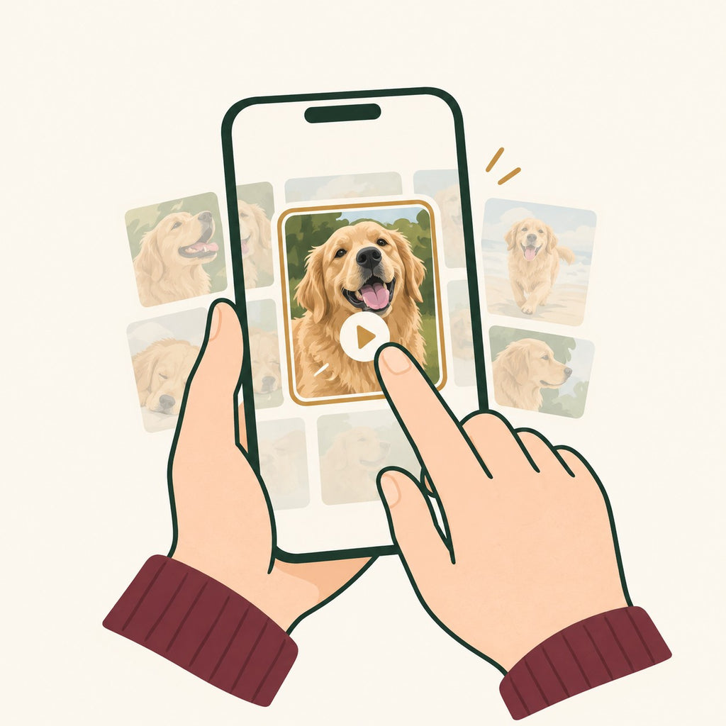 Solis Keepsake Orb — choosing a video on the phone for the memory orb