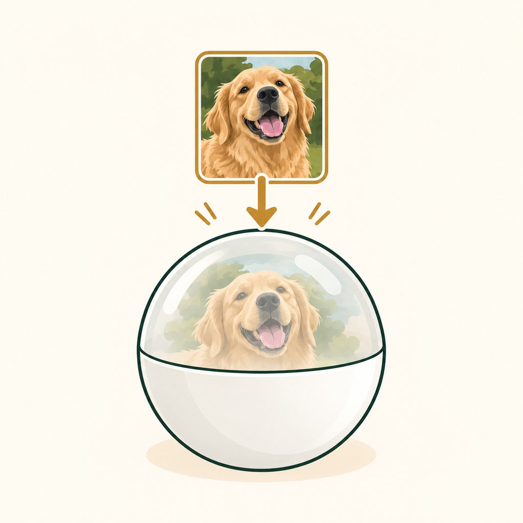Solis Keepsake Orb — a photo becomes a glowing memory orb