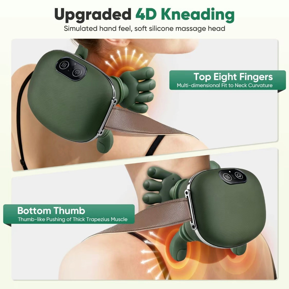 Solis Kneadwell — neck massager kneading heads: top fingers and bottom thumb