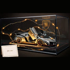 Solis Veneno — Silver / Gift Set: Leather Base, Case, Fairy Lights & Card: Lamborghini Veneno 1:24 model car, silver, gift set: leather base, case, fairy lights & card