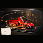 Solis Veneno — Red / Gift Set: Leather Base, Case, Fairy Lights & Card: Lamborghini Veneno 1:24 model car, red, gift set: leather base, case, fairy lights & card