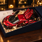 Solis Veneno — Red / Gift Box with Gift Bag, Card & Fairy Lights: Lamborghini Veneno 1:24 model car, red, gift box with gift bag, card & fairy lights