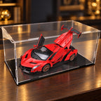 Solis Veneno — Red / Clear Display Case: Lamborghini Veneno 1:24 model car, red, clear display case