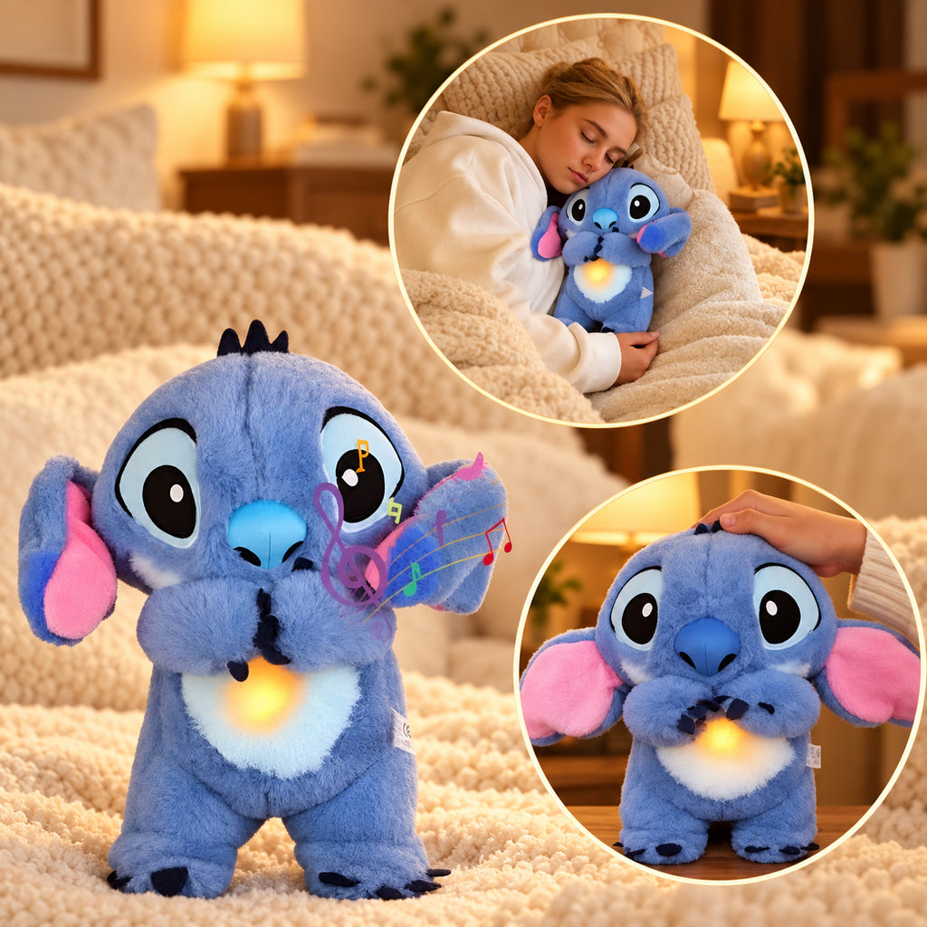 Solis Lullo — breathing Stitch plush: glowing belly, lullaby music and a sleep buddy