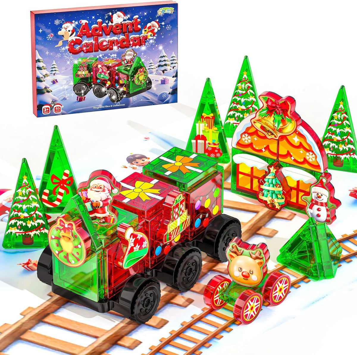 Magnetic Tiles Christmas Train Advent Calendar — Solis Magnet Express, full set
