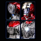 Solis Mark Dock — details: shoulder USB ports, magnetic helmet with glowing eyes, back armour and arc reactor