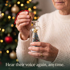 Solis Memento — a woman pulling the cork to hear the recorded message