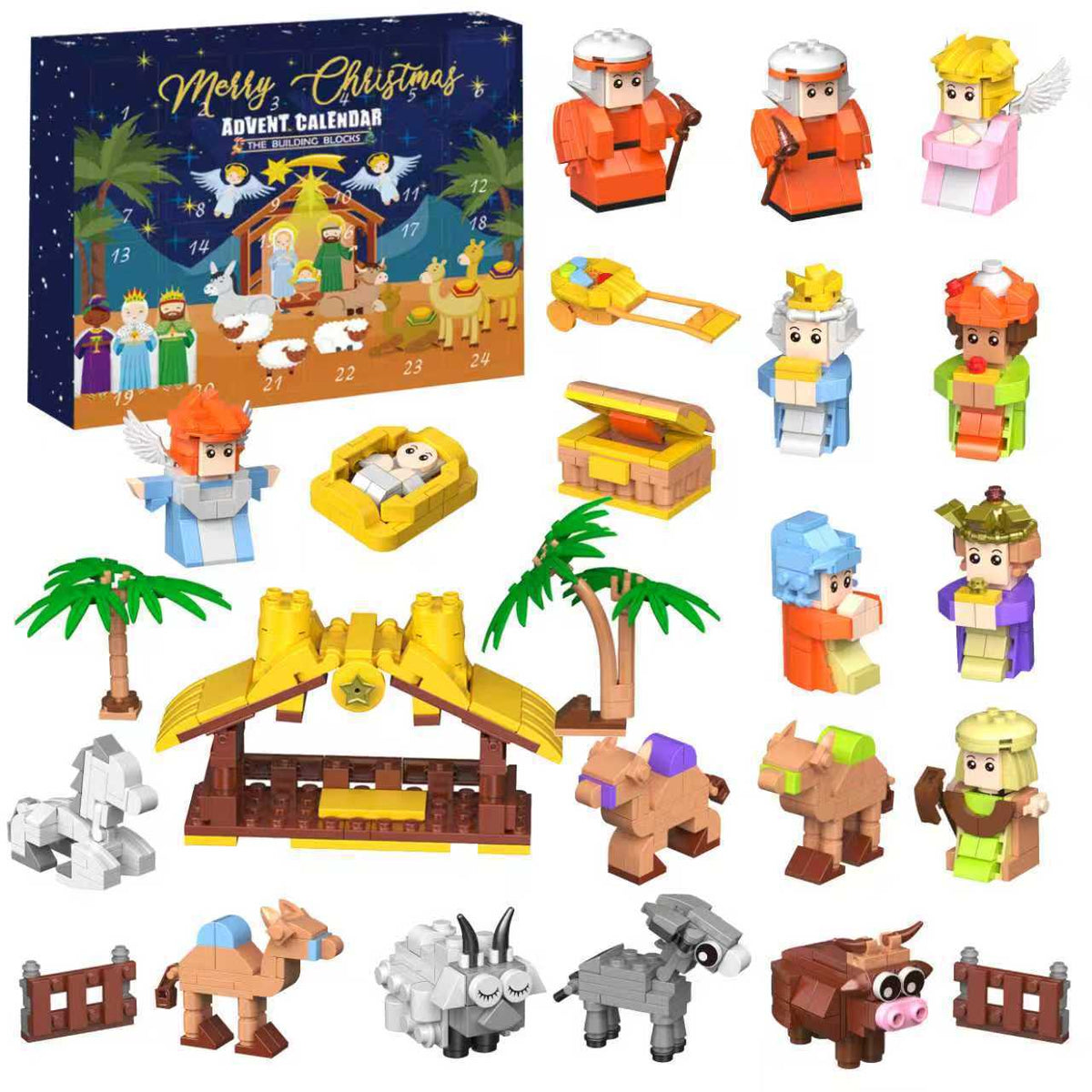 Nativity Scene Building Blocks Advent Calendar — Solis Nativity, full set