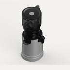 Solis Nectar 65 · Titanium Grey slow juicer, three-quarter view with the wide feed hopper and lid