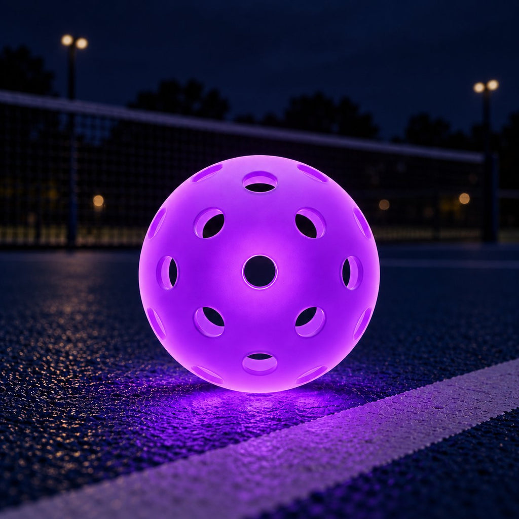 Purple glowing pickleball