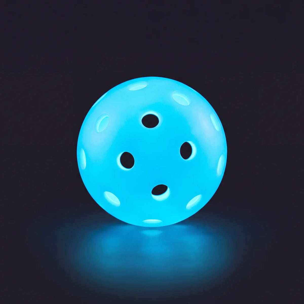 Blue glowing pickleball