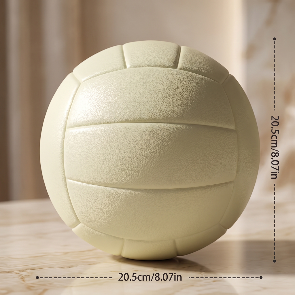 White glow volleyball with its 20.5 cm diameter marked