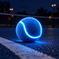 Blue LED tennis ball with a glowing seam