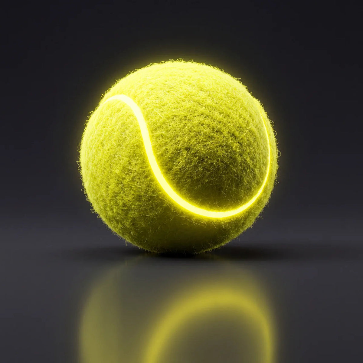 Yellow LED tennis ball with a glowing seam